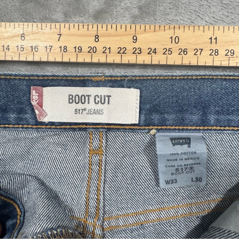 VTG Y2K Levi's 517 Bootcut Jeans Men's 33x30 Blue Medium Wash 2000's Distressed - Picture 5 of 15